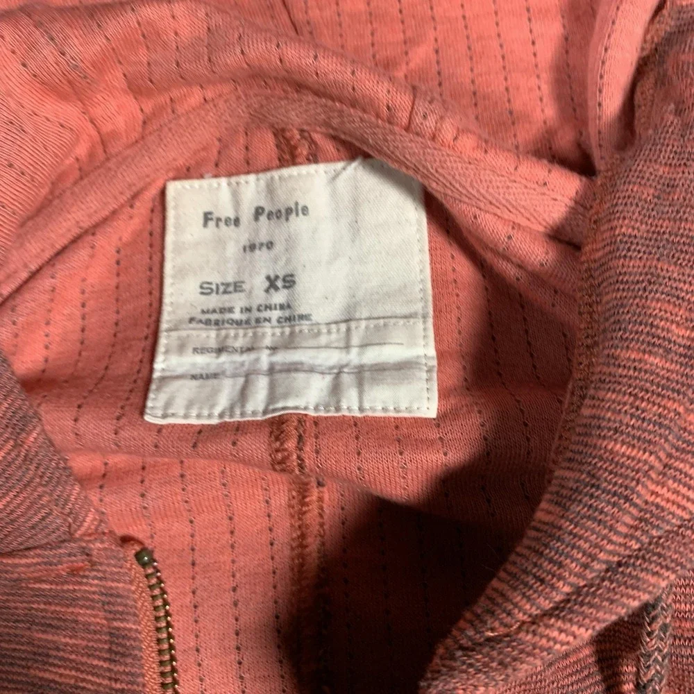 Free People Hoodie Womens XS Rust Red‎ Heathered Zip Up Drawstring Hem Pockets